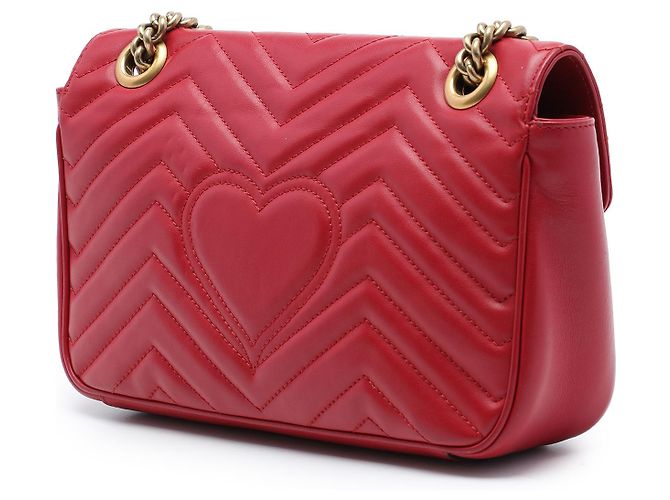 Borsa a tracolla Gucci GG Marmont Matelassé in pelle di vitello rossa Medium Rosso - vista 2