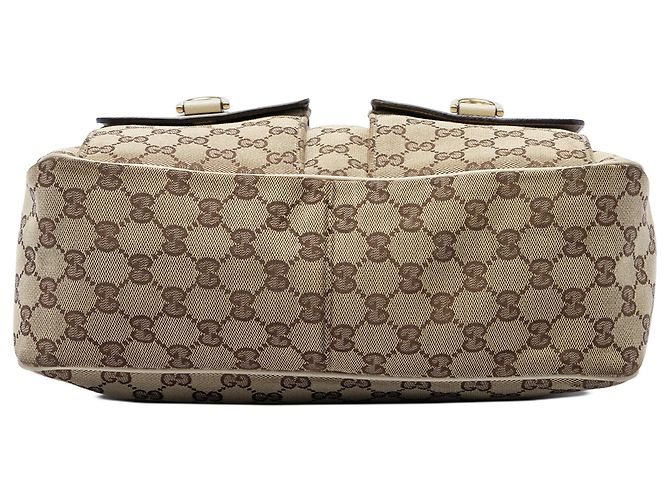 Borsa Gucci Abbey D Ring in tela GG beige - vista 3