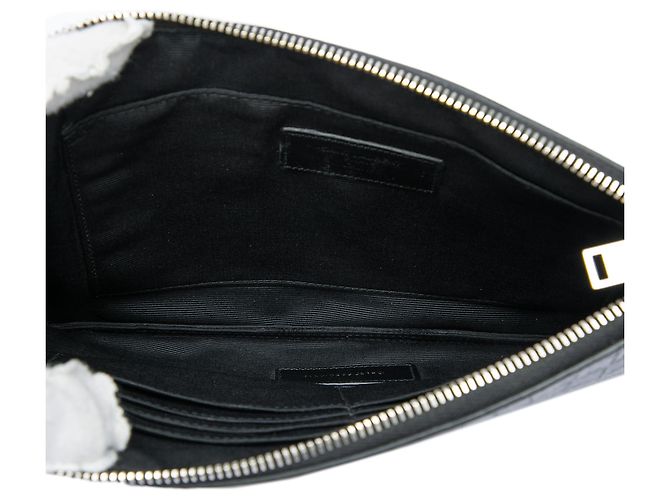 Autre Marque Clutch Saint Laurent in pelle embossed effetto coccodrillo nero - vista 4