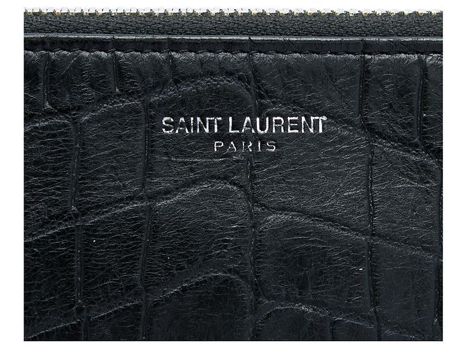 Autre Marque Clutch Saint Laurent in pelle embossed effetto coccodrillo nero - vista 5