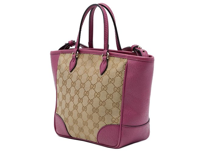 Sac Satchel Gucci Bree Small en toile GG beige - vue 2