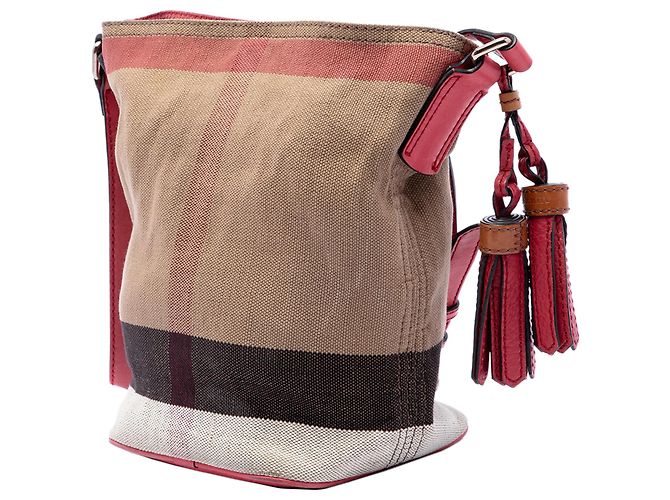 Borsa secchiello Burberry Ashby con nappe in tela Mega Check marrone Mini - vista 2