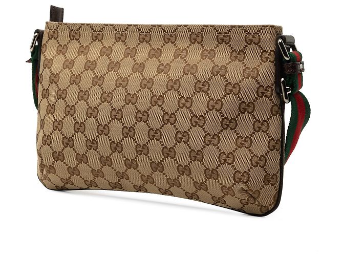 Gucci Beige GG Canvas Web Crossbody Tasche - Ansicht 2