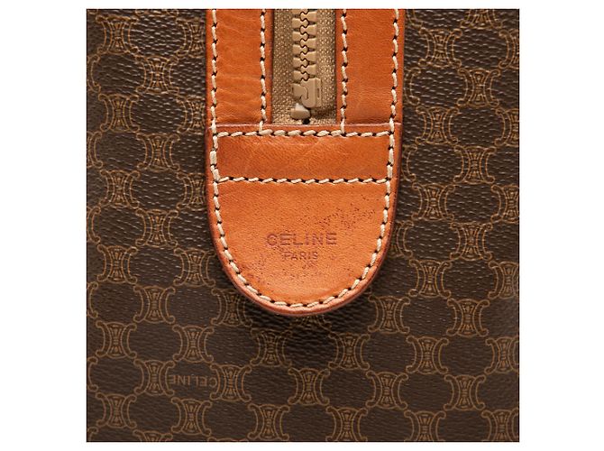 Céline Borsa Boston Celine in tela rivestita Macadam marrone - vista 5
