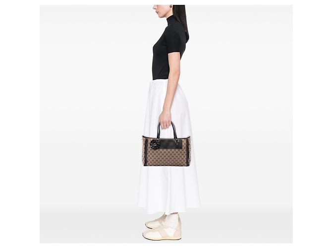 Borsa Tote Gucci Brown GG Canvas Trophy Marrone - vista 6