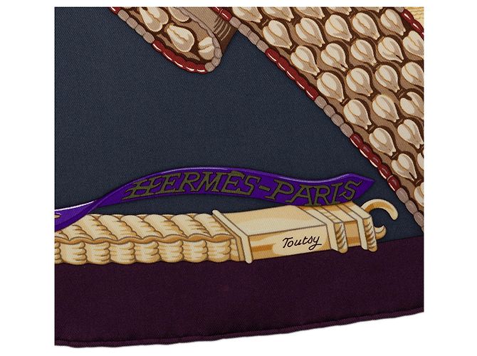 Lenço de seda Hermès Purple Ceintures Et Liens 90 Roxo - vista 3