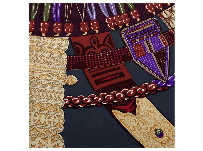 Lenço de seda Hermès Purple Ceintures Et Liens 90 Roxo - vista 5
