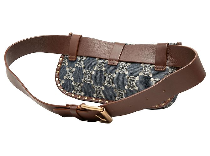 Belt Bag Céline Bolso cinturón Celine Blue Macadam Denim de doble bolsillo Azul - vista 2