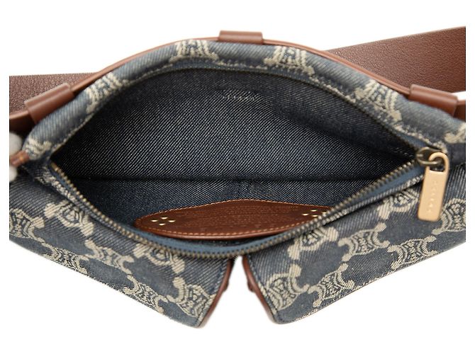 Belt Bag Céline Bolso cinturón Celine Blue Macadam Denim de doble bolsillo Azul - vista 4