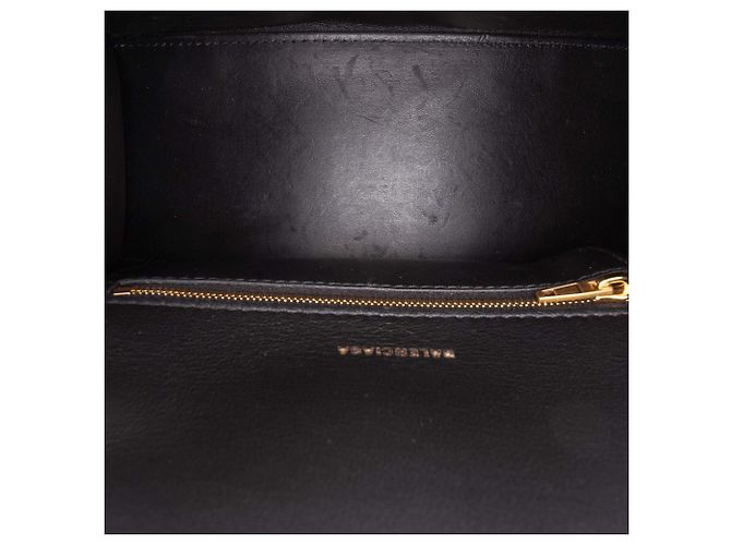 Borsa Hourglass Top Handle Balenciaga piccola in pelle di vitello lucida nera Nero - vista 4