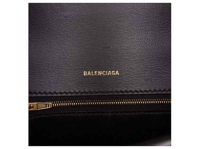 Borsa Hourglass Top Handle Balenciaga piccola in pelle di vitello lucida nera Nero - vista 5