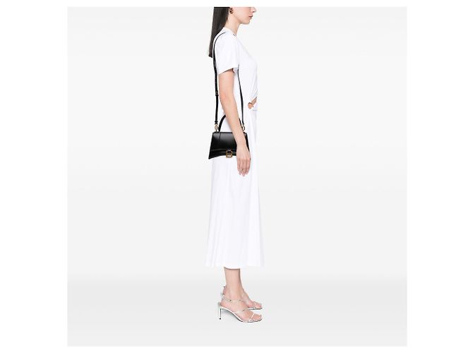 Borsa Hourglass Top Handle Balenciaga piccola in pelle di vitello lucida nera Nero - vista 6