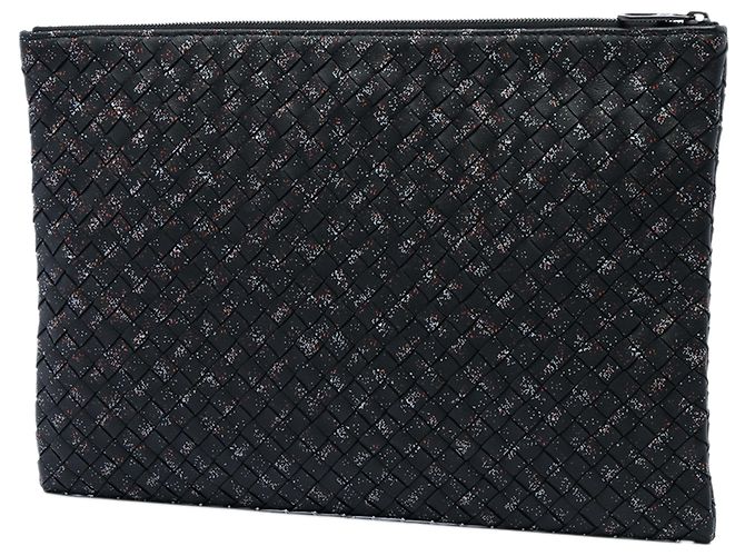 Clutch Bottega Veneta Black Nappa Intrecciato Micro Dot Nero - vista 2