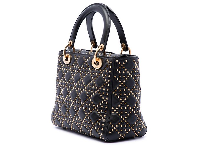 Autre Marque Dior Black Medium Lambskin Cannage Studded Supple Lady Dior Schwarz - Ansicht 2