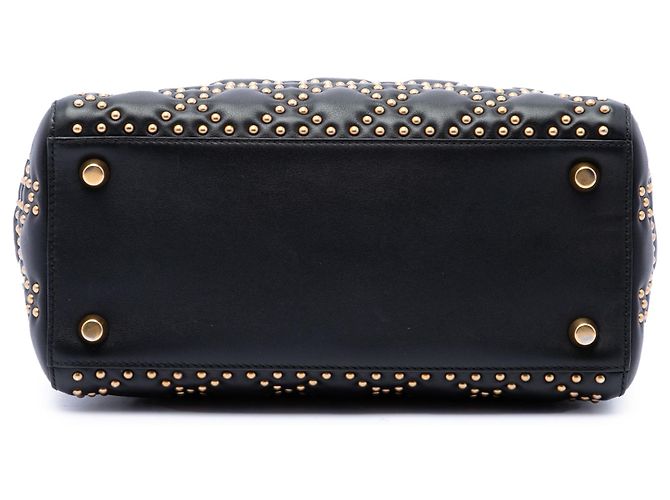 Autre Marque Dior Black Medium Lambskin Cannage Studded Supple Lady Dior Schwarz - Ansicht 3