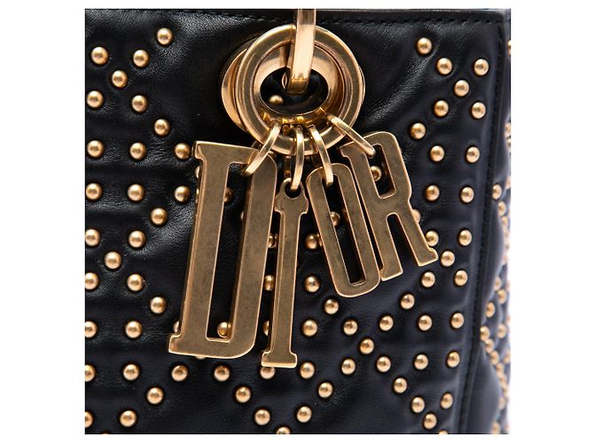 Autre Marque Dior Black Medium Lambskin Cannage Studded Supple Lady Dior Schwarz - Ansicht 5