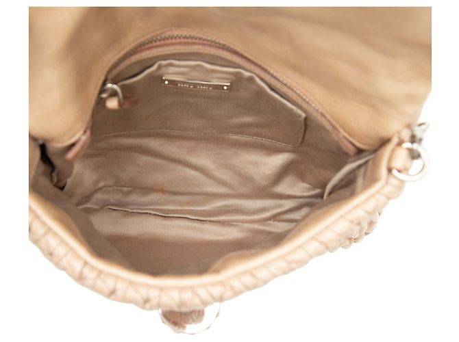 Borsa Satchel Miu Miu in Nappa Matelassé Beige con Catena di Cristalli - vista 4