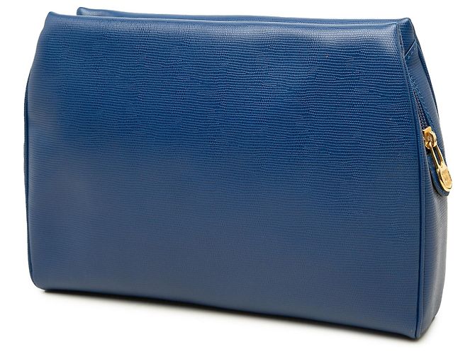 Céline Clutch Celine de piel grabada efecto lagarto azul - vista 2