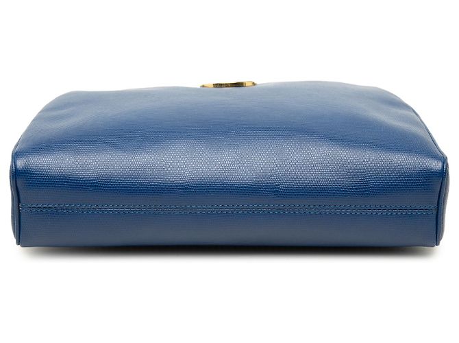 Céline Clutch Celine de piel grabada efecto lagarto azul - vista 3