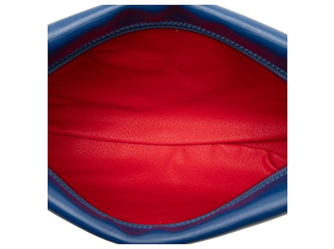 Céline Clutch Celine de piel grabada efecto lagarto azul - vista 4