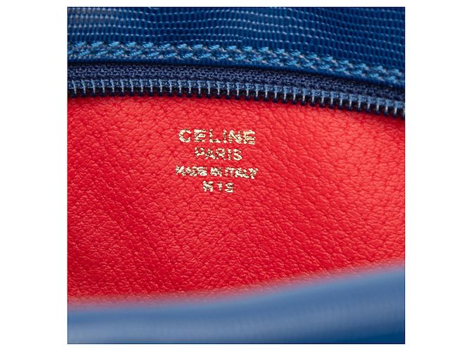Céline Clutch Celine de piel grabada efecto lagarto azul - vista 5