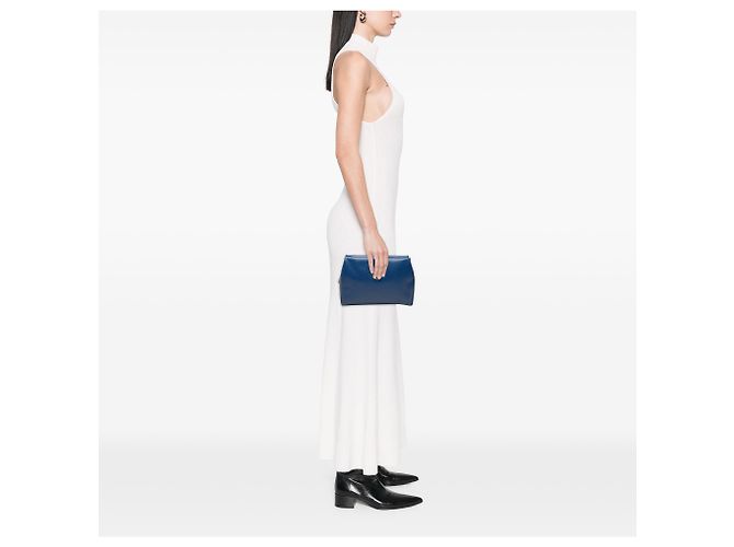 Céline Clutch Celine de piel grabada efecto lagarto azul - vista 6