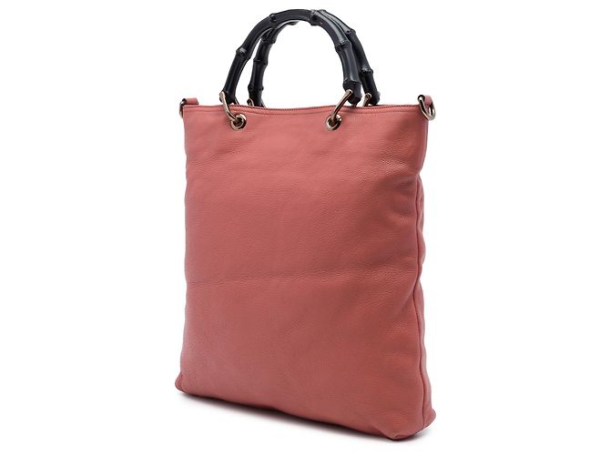 Bamboo Bolso Shopper Gucci de piel de becerro rosa con bambú - vista 2