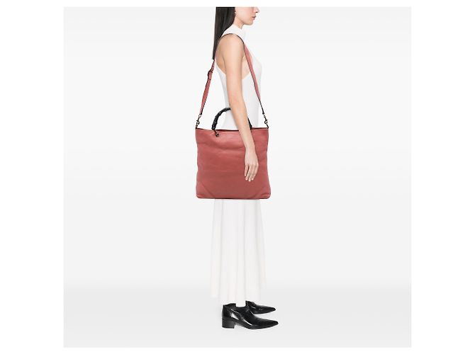 Bamboo Bolso Shopper Gucci de piel de becerro rosa con bambú - vista 6