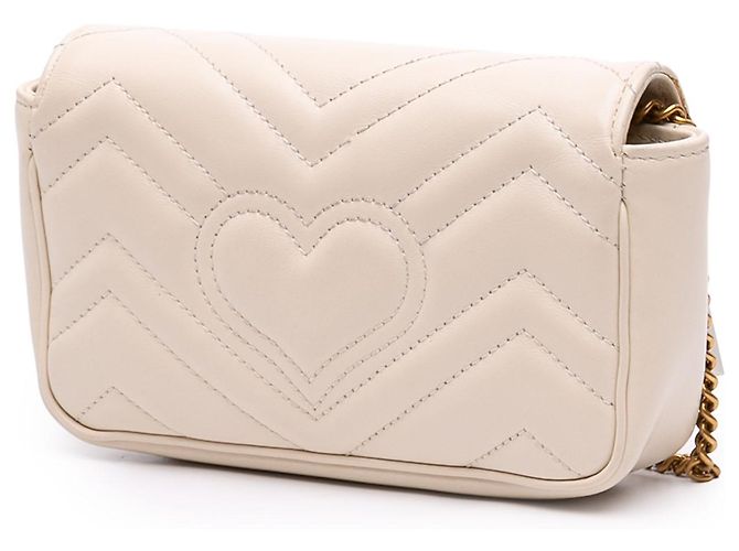 Gucci Mini GG Marmont Steppenechtleder Schultertasche mit Klappe in Weiß - Ansicht 2
