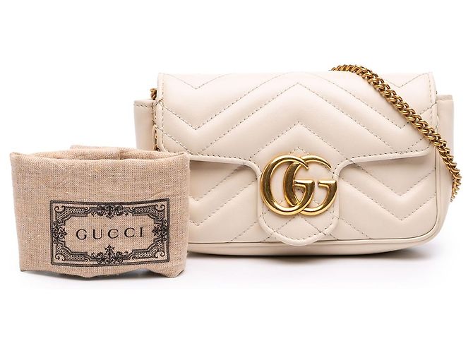 Gucci Mini GG Marmont Steppenechtleder Schultertasche mit Klappe in Weiß - Ansicht 7