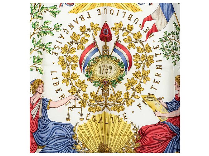 Hermès White Republique Francaise Seidentuch 90 - Ansicht 7