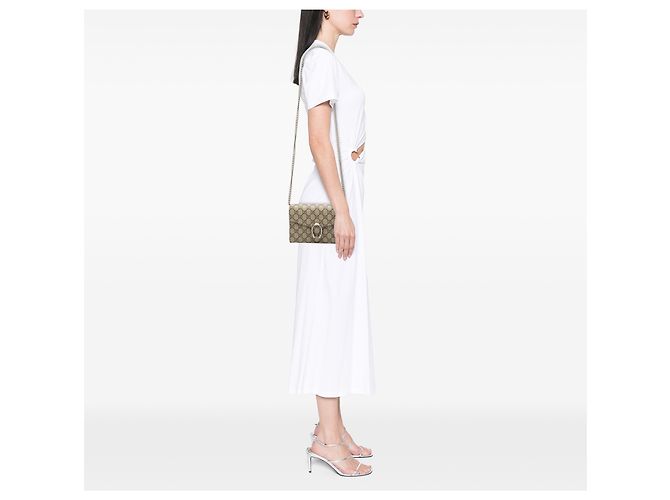 Portafoglio con catena Gucci Beige GG Supreme Dionysus - vista 6