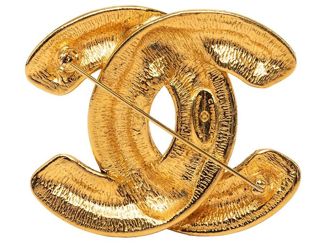 Chanel Gold CC gesteppte Brosche vergoldet Golden - Ansicht 2