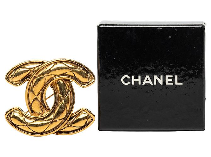 Chanel Gold CC gesteppte Brosche vergoldet Golden - Ansicht 5