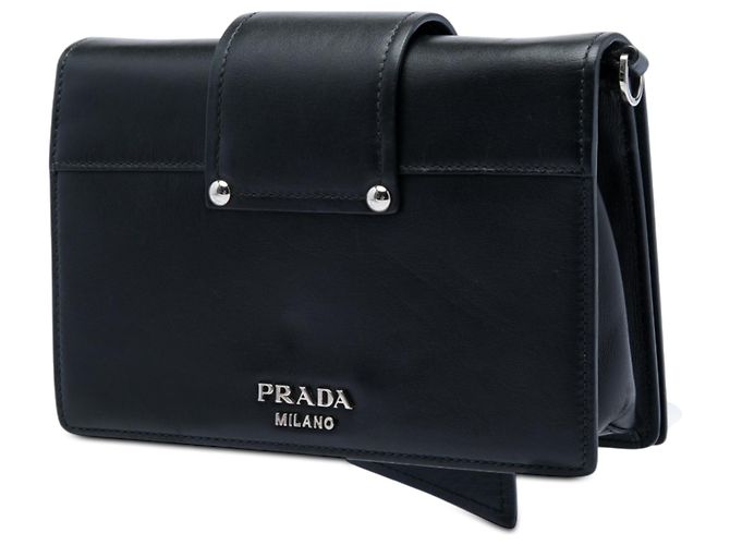 Prada Black City Calf Plex Ribbon Crossbody Nero - vista 2