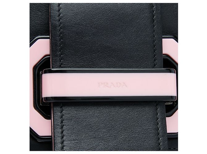 Prada Black City Calf Plex Ribbon Crossbody Nero - vista 5