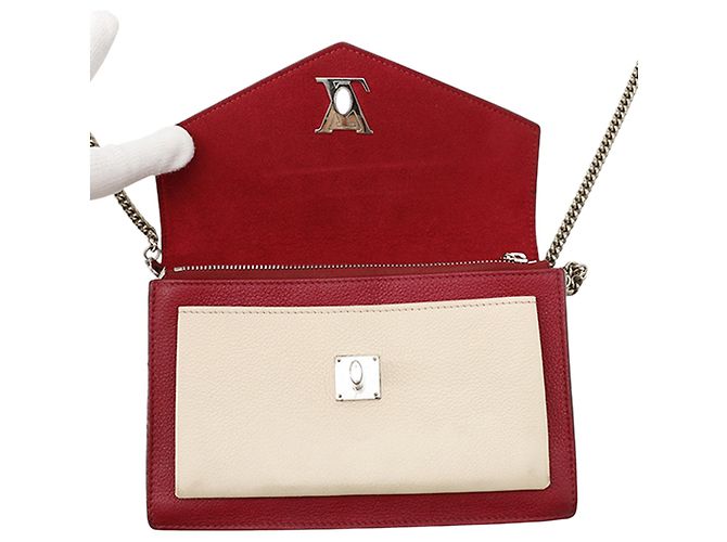 Twist Louis Vuitton Red Bicolor Leather MyLockMe Chain Pochette Rot - Ansicht 5