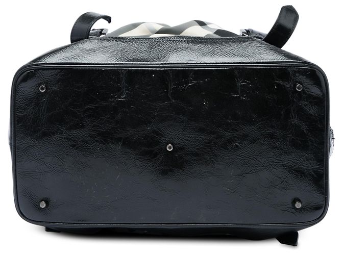 Burberry Lowry Satchel aus Beat Check Nylon in Grau, Medium Braun - Ansicht 3