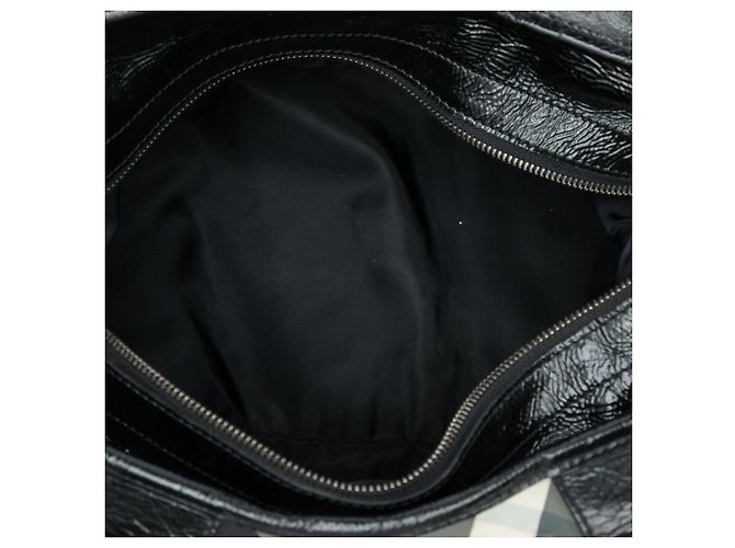 Burberry Lowry Satchel aus Beat Check Nylon in Grau, Medium Braun - Ansicht 4
