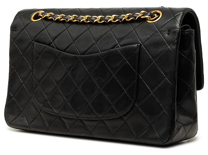 Chanel Black Medium Classic Lambskin Double Flap Schwarz - Ansicht 2