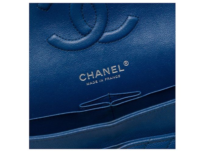 Chanel Blue Medium Classic Chevron Caviar Double Flap Azul Azul oscuro - vista 5
