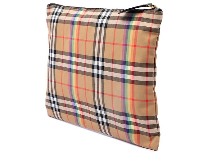 Clutch Rainbow in tela House Check beige Burberry - vista 2