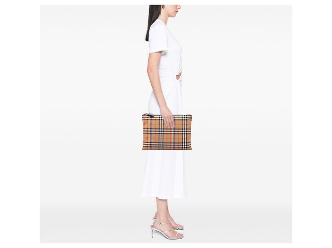 Clutch Rainbow in tela House Check beige Burberry - vista 6