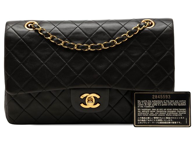 Chanel Black Medium Classic Lambskin Double Flap Negro - vista 7