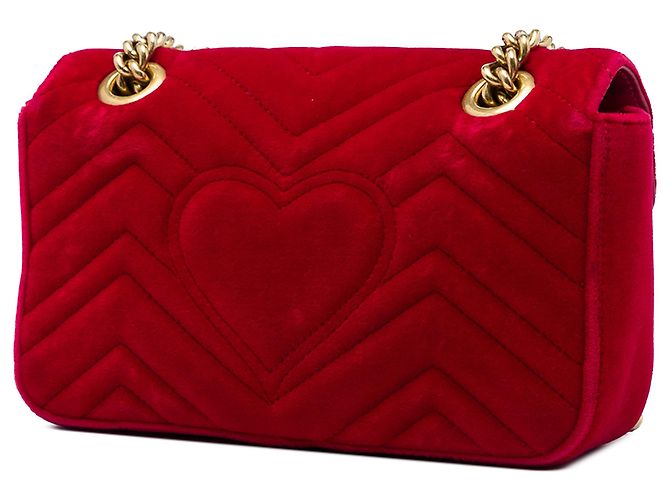 Borsa a spalla Gucci GG Marmont Matelassé in velluto rosso Small - vista 2