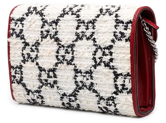 Cartera con cadena Dionysus Gucci en tweed blanco GG - vista 2