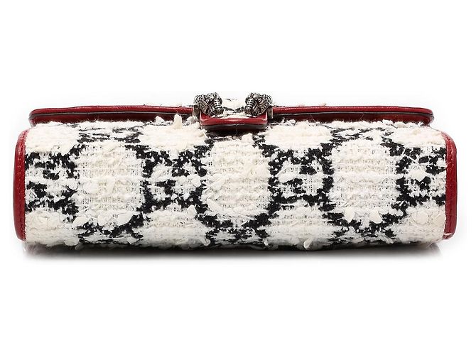 Cartera con cadena Dionysus Gucci en tweed blanco GG - vista 3