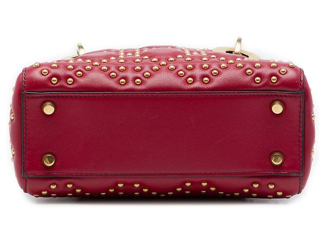 Autre Marque Dior Red Mini Lambskin Cannage Studded Supple Lady Dior Rot - Ansicht 3