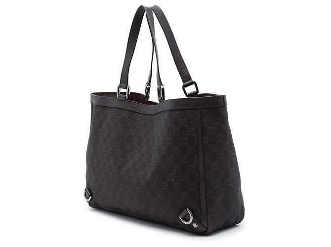 Borsa Tote Gucci Abbey D Ring in Denim GG Marrone Marrone scuro - vista 2
