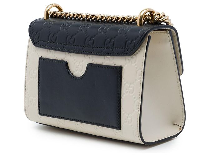 Padlock Gucci Guccissima Bicolor Small Crossbody mit Vorhängeschloss Weiß - Ansicht 2
